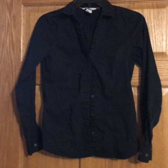 H&M Tops - Black Button Front Dress Shirt